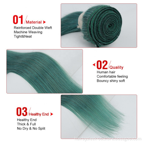 Rebecca Fashion new Green color hair straight weave 8 to 28inches raw brazilian hair bundles wholesale human hair extension